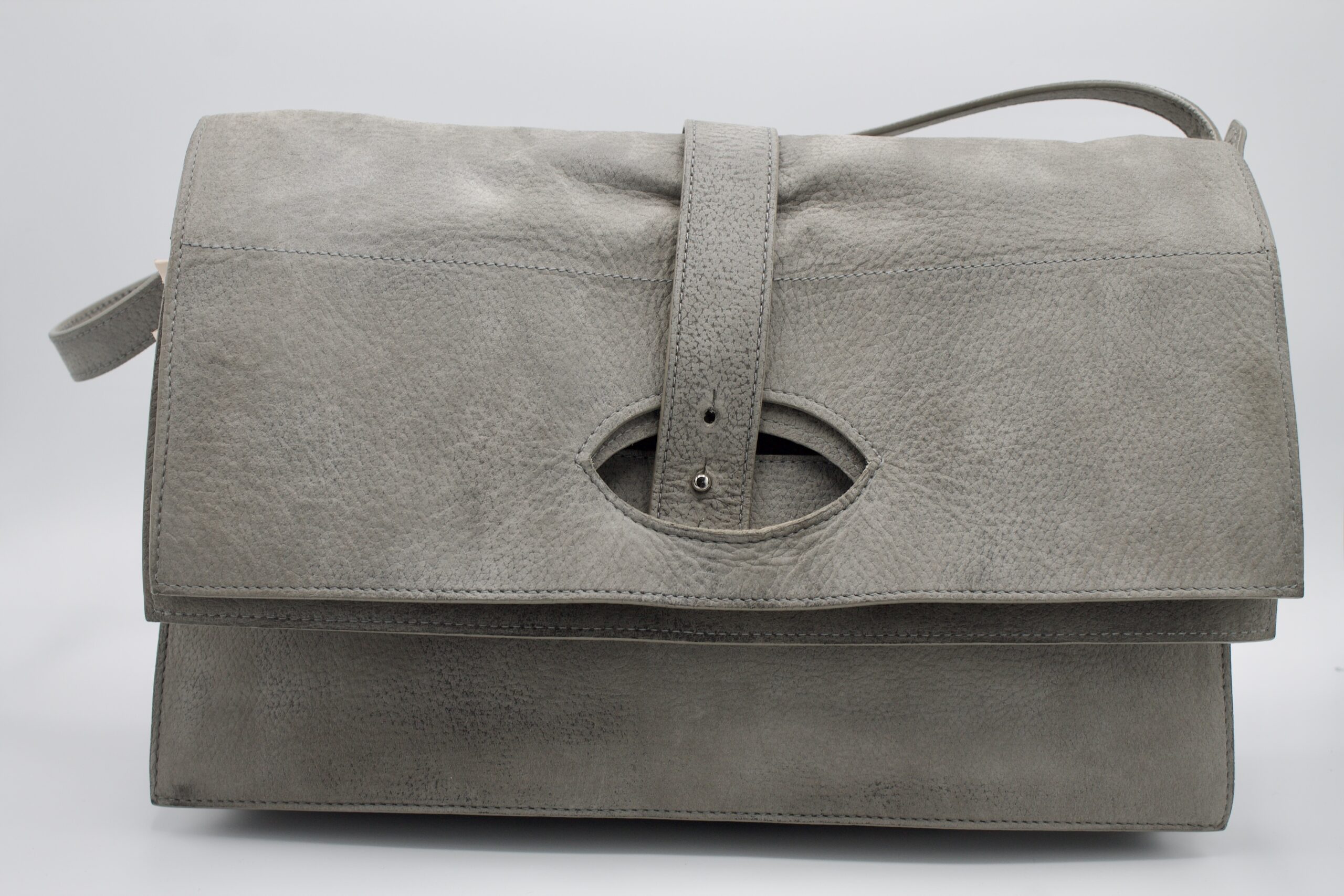 Borsa Old England grigia e marrone con tasca frontale