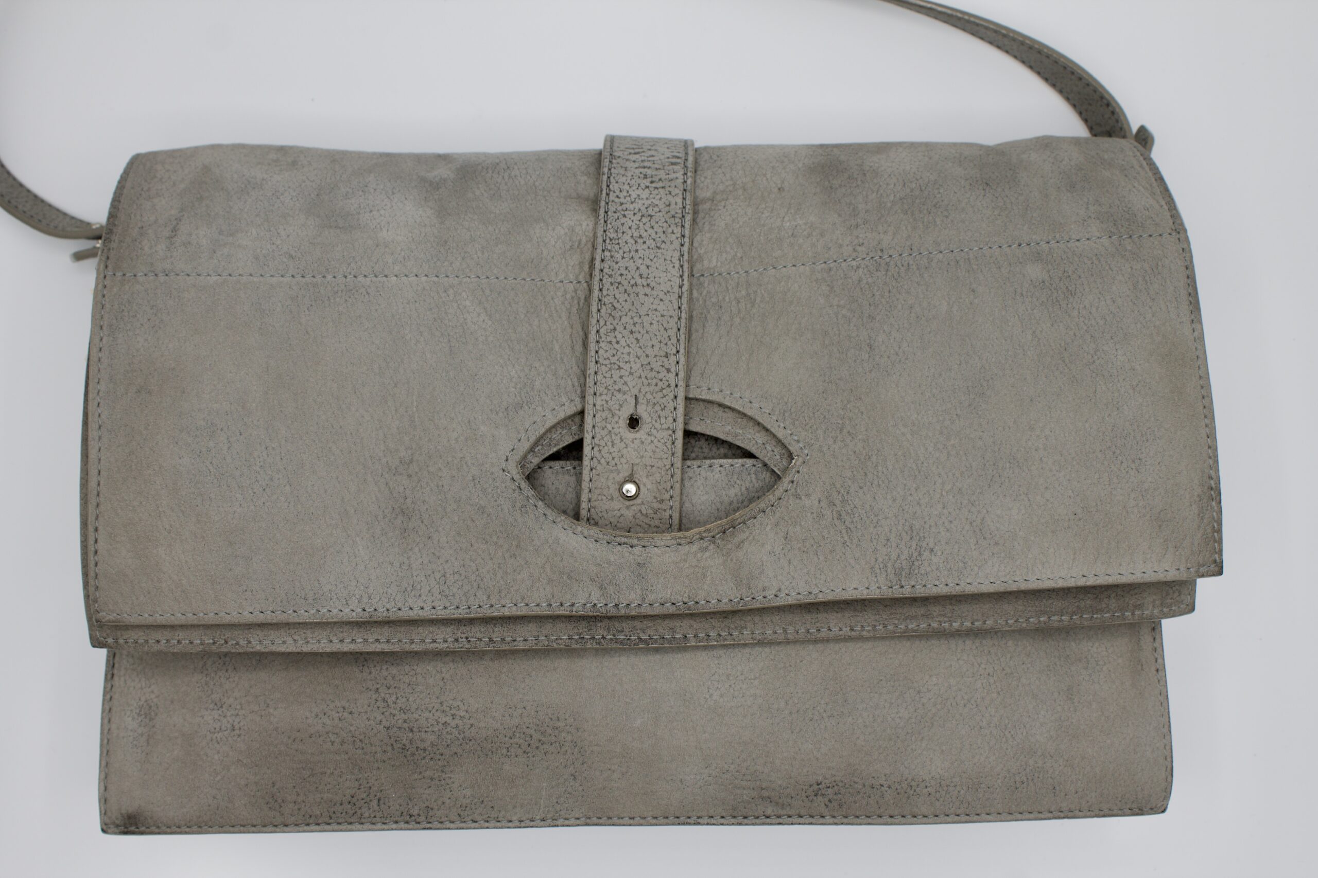 Borsa Old England grigia e marrone - taglio particolare - immagine 3