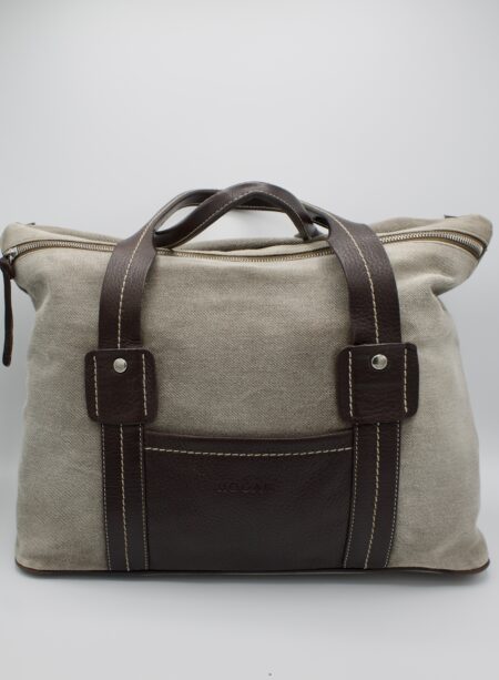 Borsa Hogan in denim grigio con inserti in pelle marrone