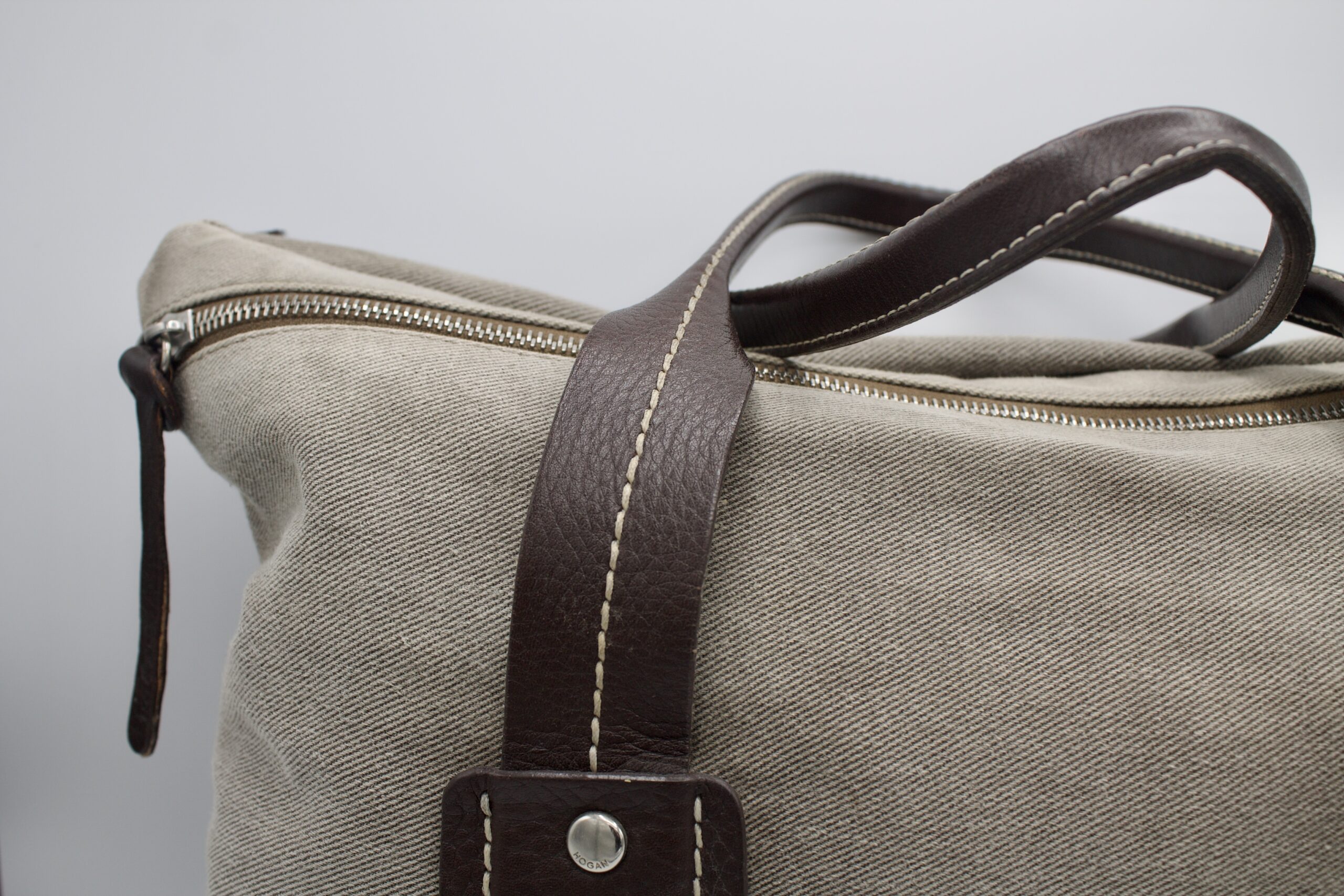 Borsa Hogan in denim e pelle - grigio e marrone - immagine 3