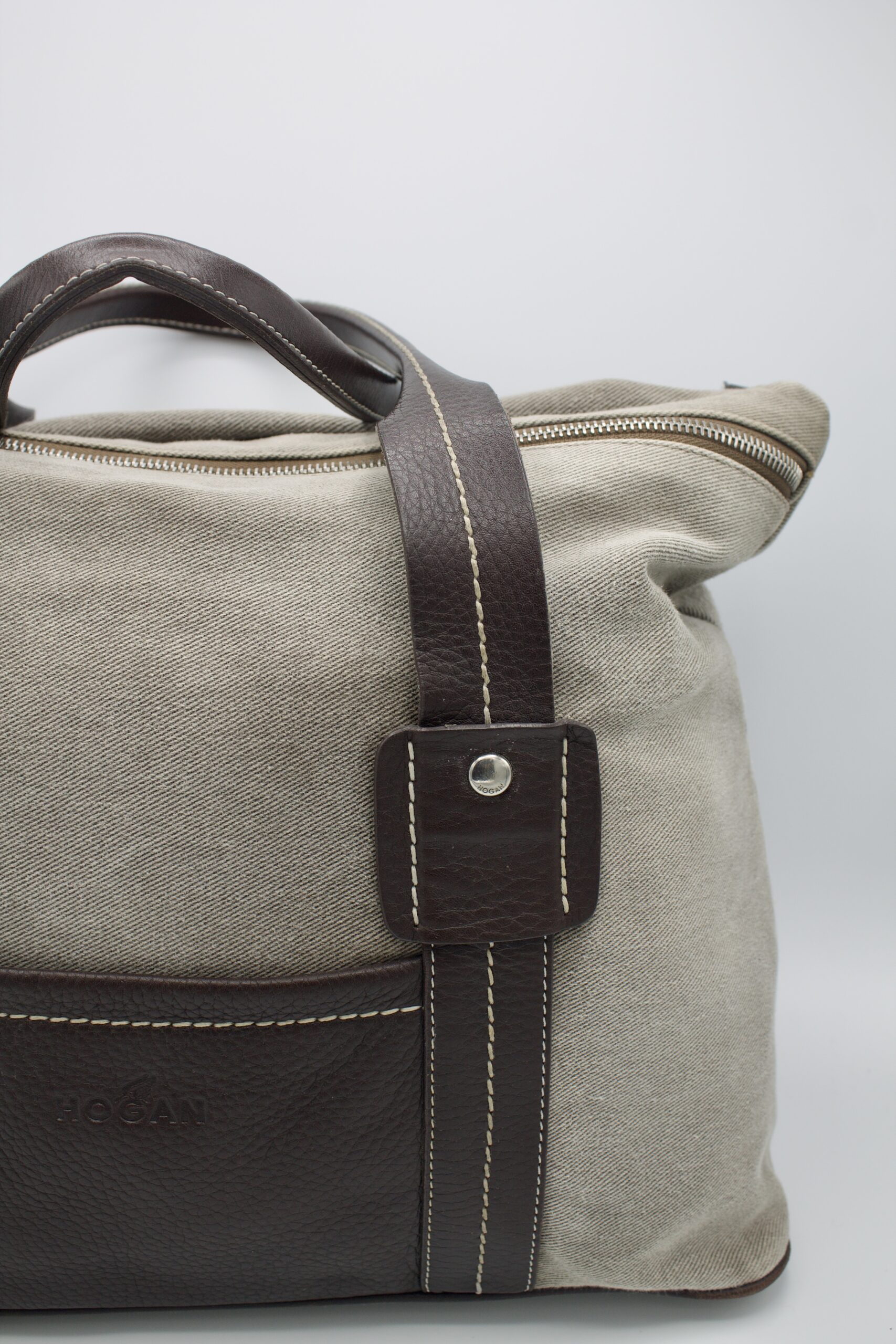 Borsa Hogan in denim e pelle - grigio e marrone - immagine 4